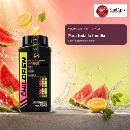 Vitaminas y minerales con proteína de suero, espinaca y agraz