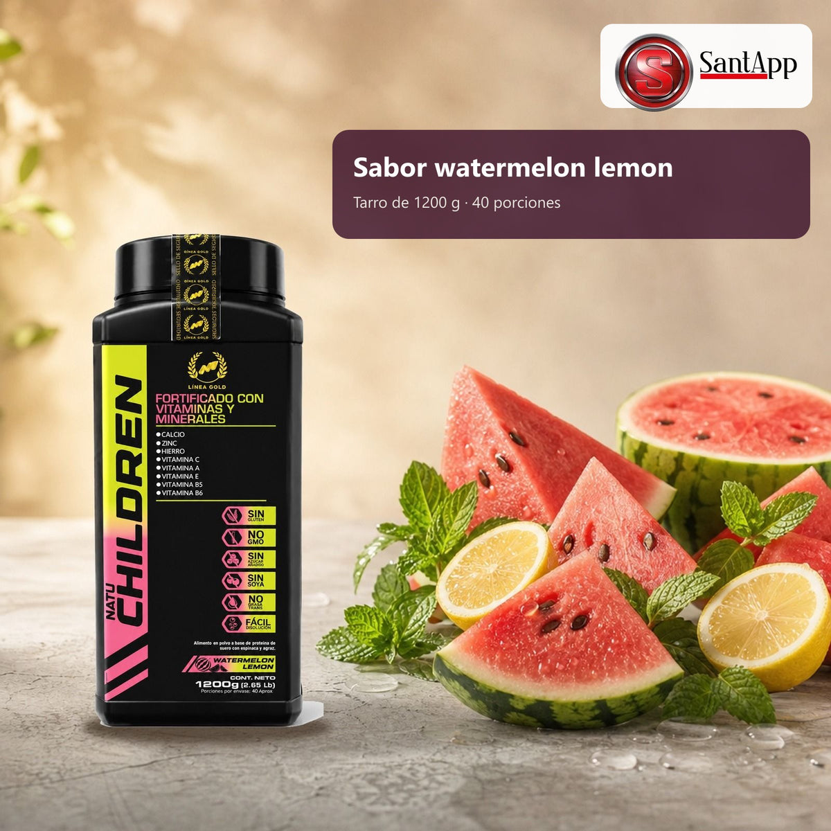Natu Children sabor watermelon lemon, tarro de 1200 g