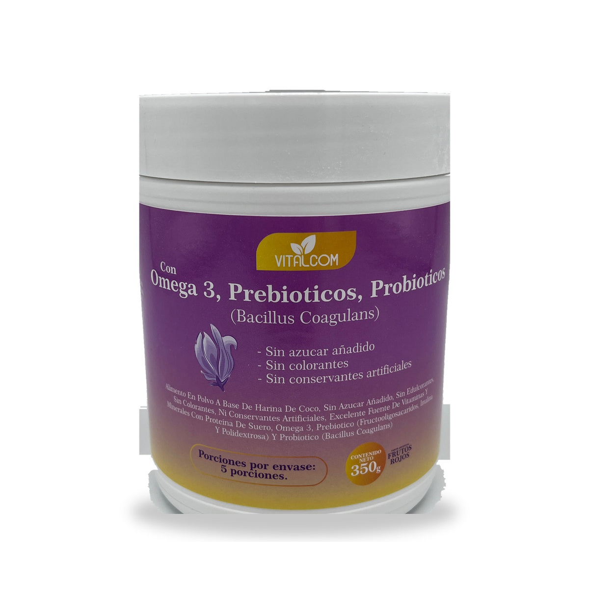 Vitalcom alimento en polvo con omega 3, prebióticos y probióticos 350 g