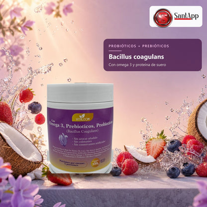 Probiótico Bacillus coagulans con prebióticos en polvo