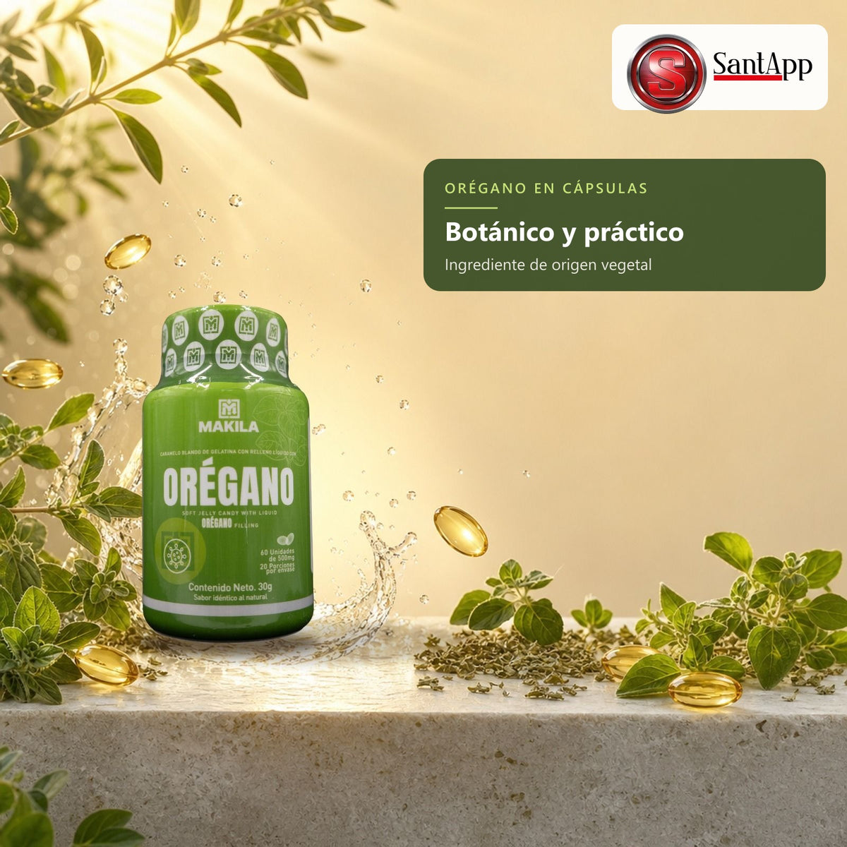 Orégano en cápsulas blandas: ingrediente botánico de origen vegetal