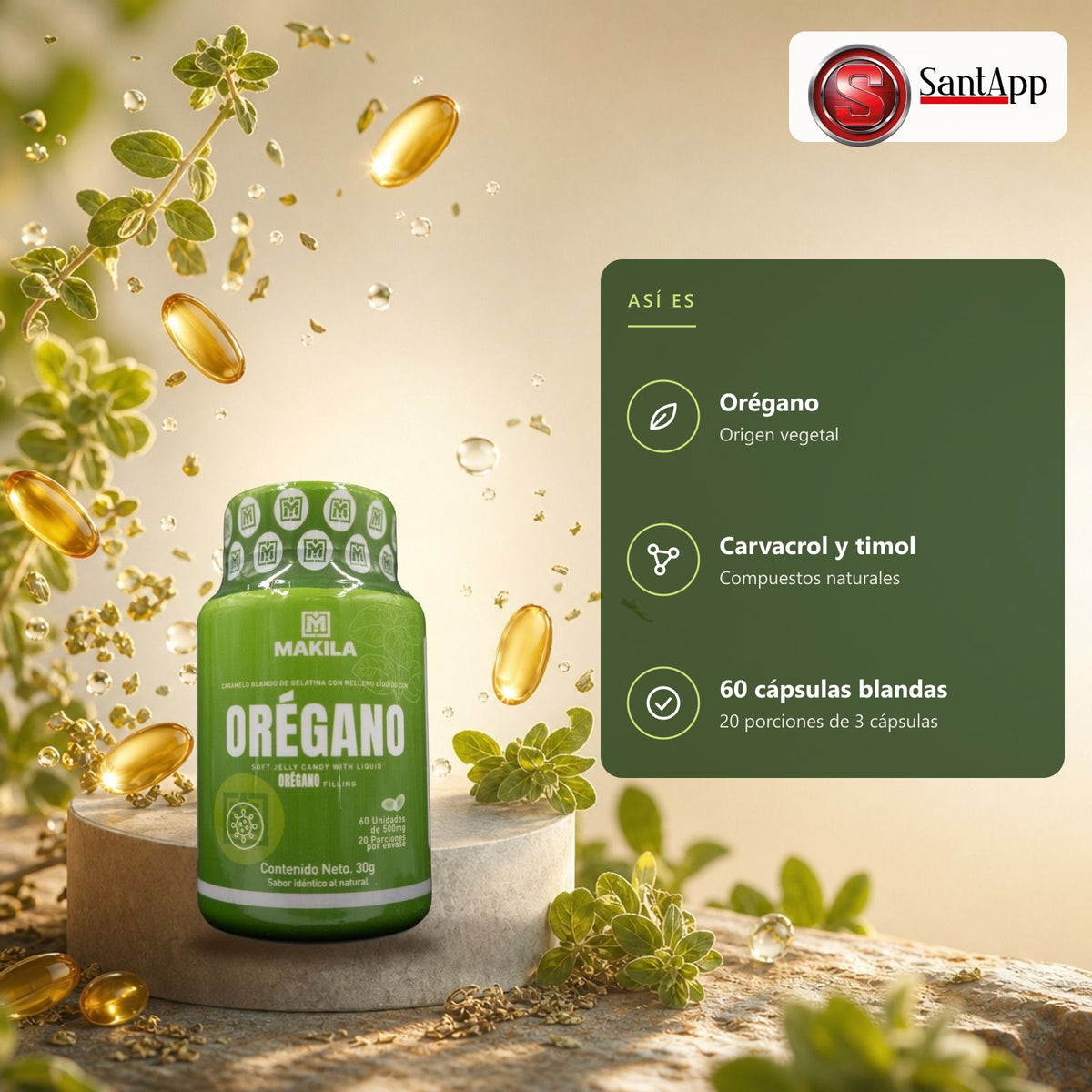 Orégano Makila con carvacrol y timol, compuestos naturales del orégano
