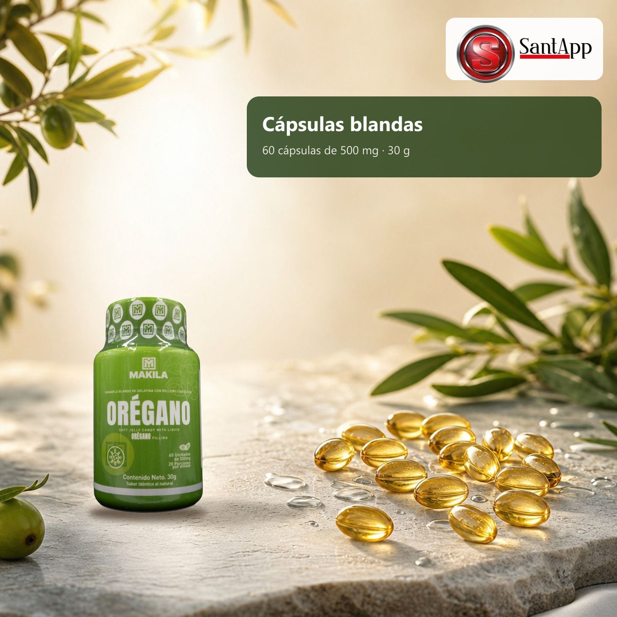 Cápsulas blandas de orégano, 60 unidades de 500 mg