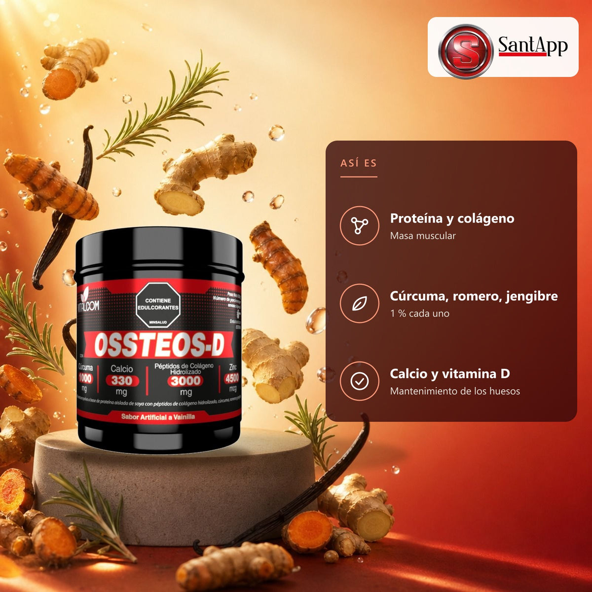 Ossteos-D: 20 g de proteína, calcio y vitamina D por porción