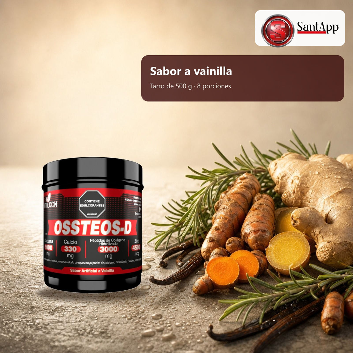 Ossteos-D sabor vainilla, tarro de 500 g