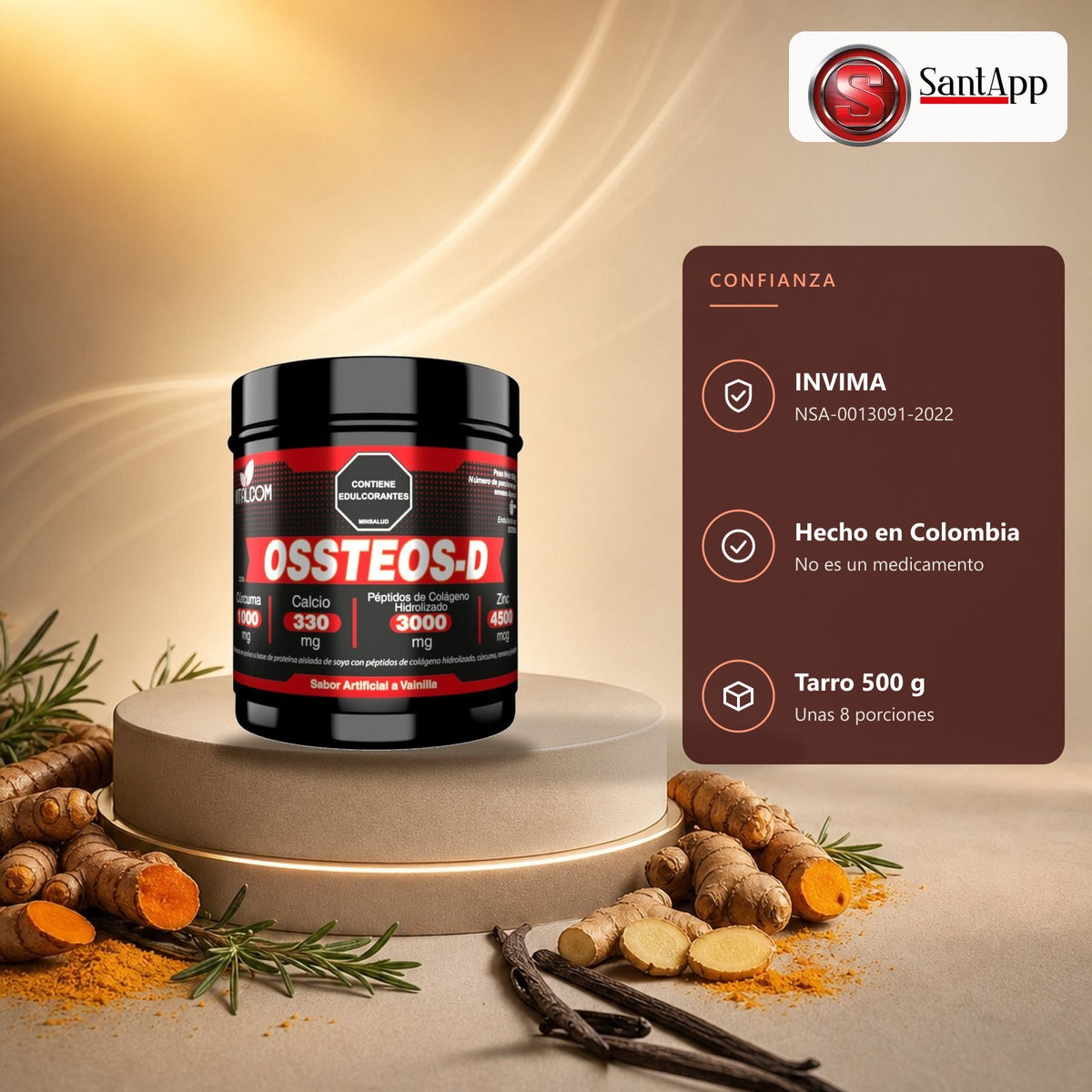 Ossteos-D Vitalcom con notificación sanitaria INVIMA NSA-0013091-2022