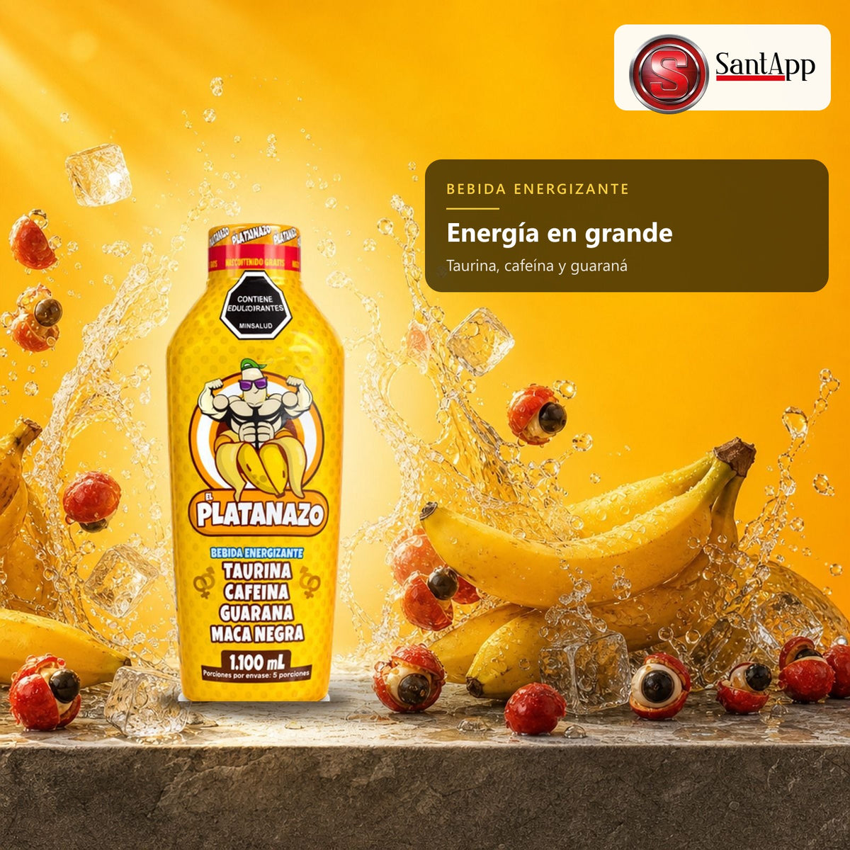 Bebida energizante con taurina y cafeína