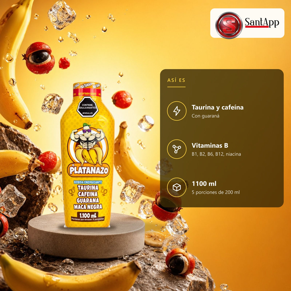 El Platanazo: taurina, cafeína, guaraná y vitaminas B