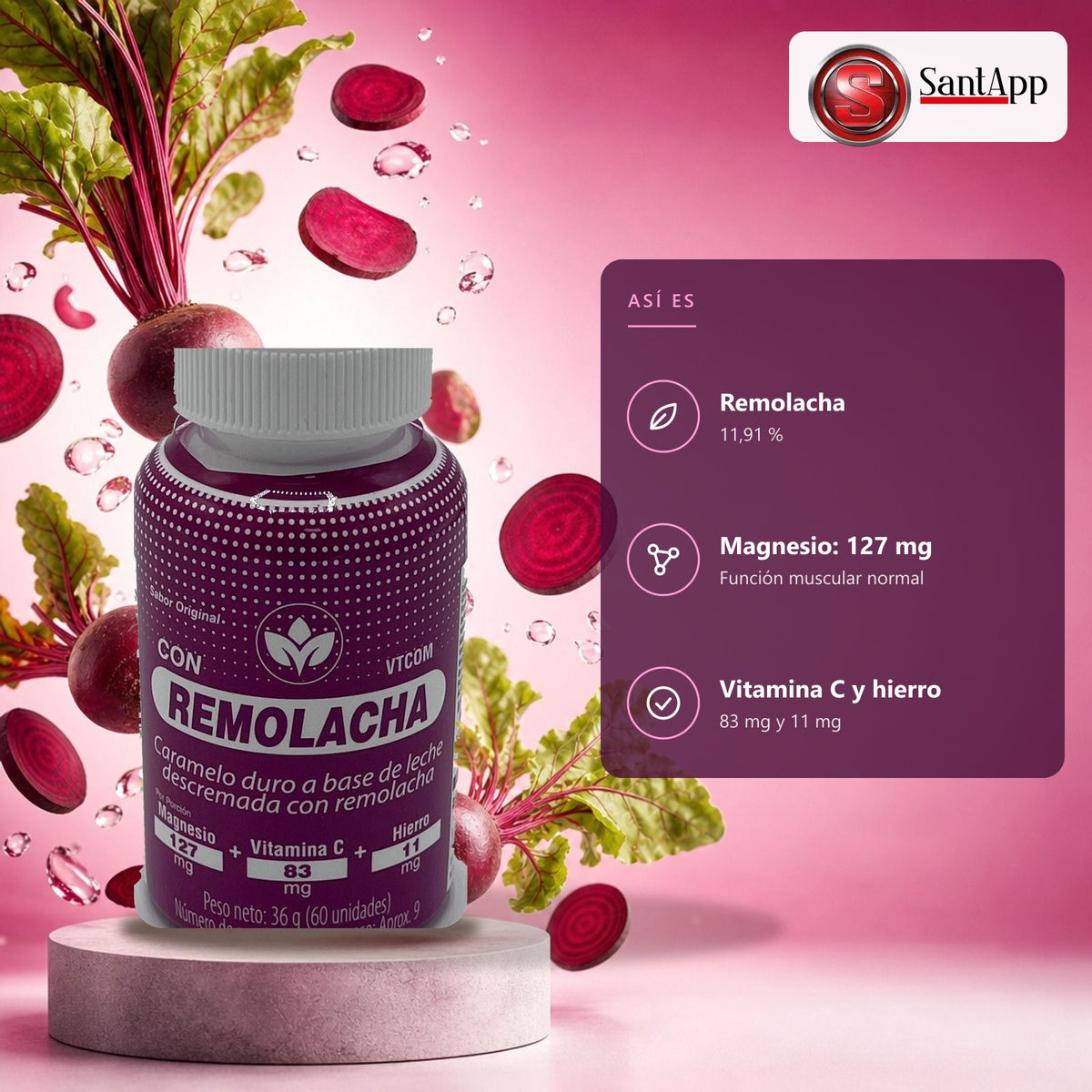 Remolacha Vitalcom: magnesio, hierro, zinc y vitaminas