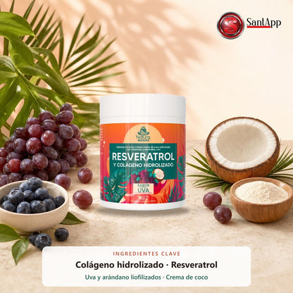 Resveratrol y colágeno con uva, arándano y coco