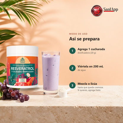 Modo de preparación de Resveratrol y colágeno en 3 pasos
