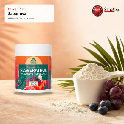 Polvo fino de Resveratrol y colágeno sabor uva