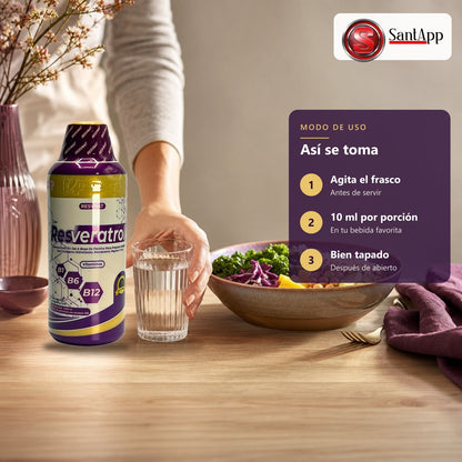 Cómo tomar resveratrol líquido: 10 ml en tu bebida