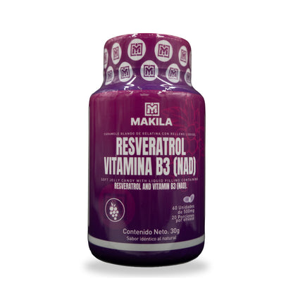 Resveratrol y vitamina B3 (NAD) Makila en cápsulas blandas x 60