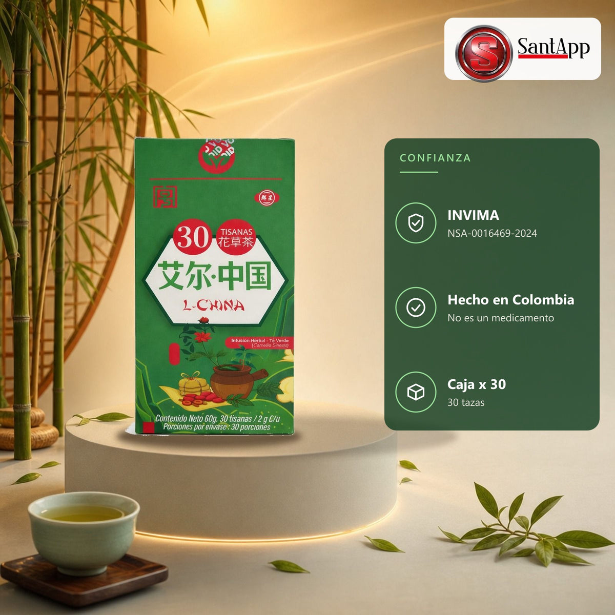 Té chino L-China con notificación sanitaria INVIMA NSA-0016469-2024