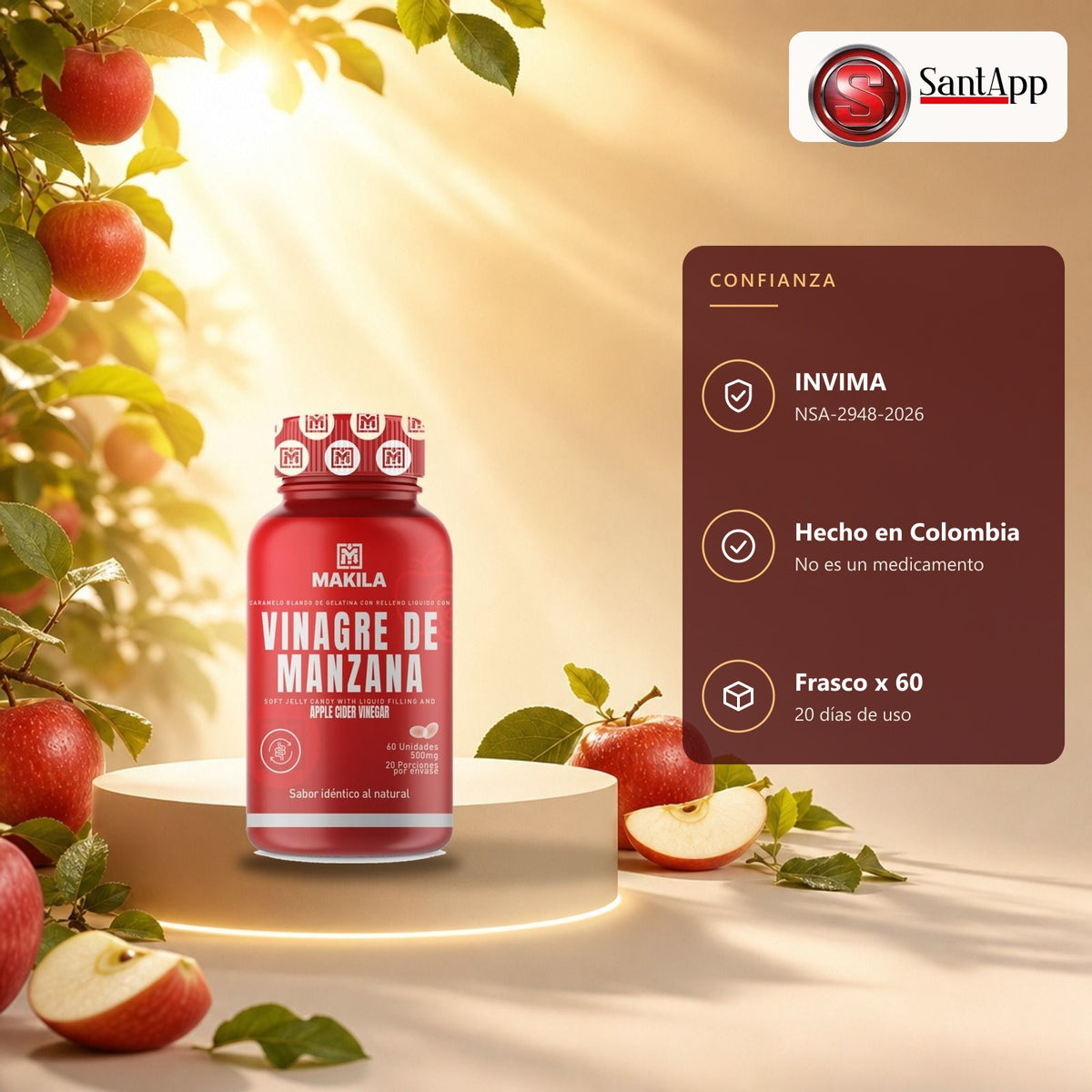 Vinagre de manzana Makila con registro INVIMA NSA-2948-2026