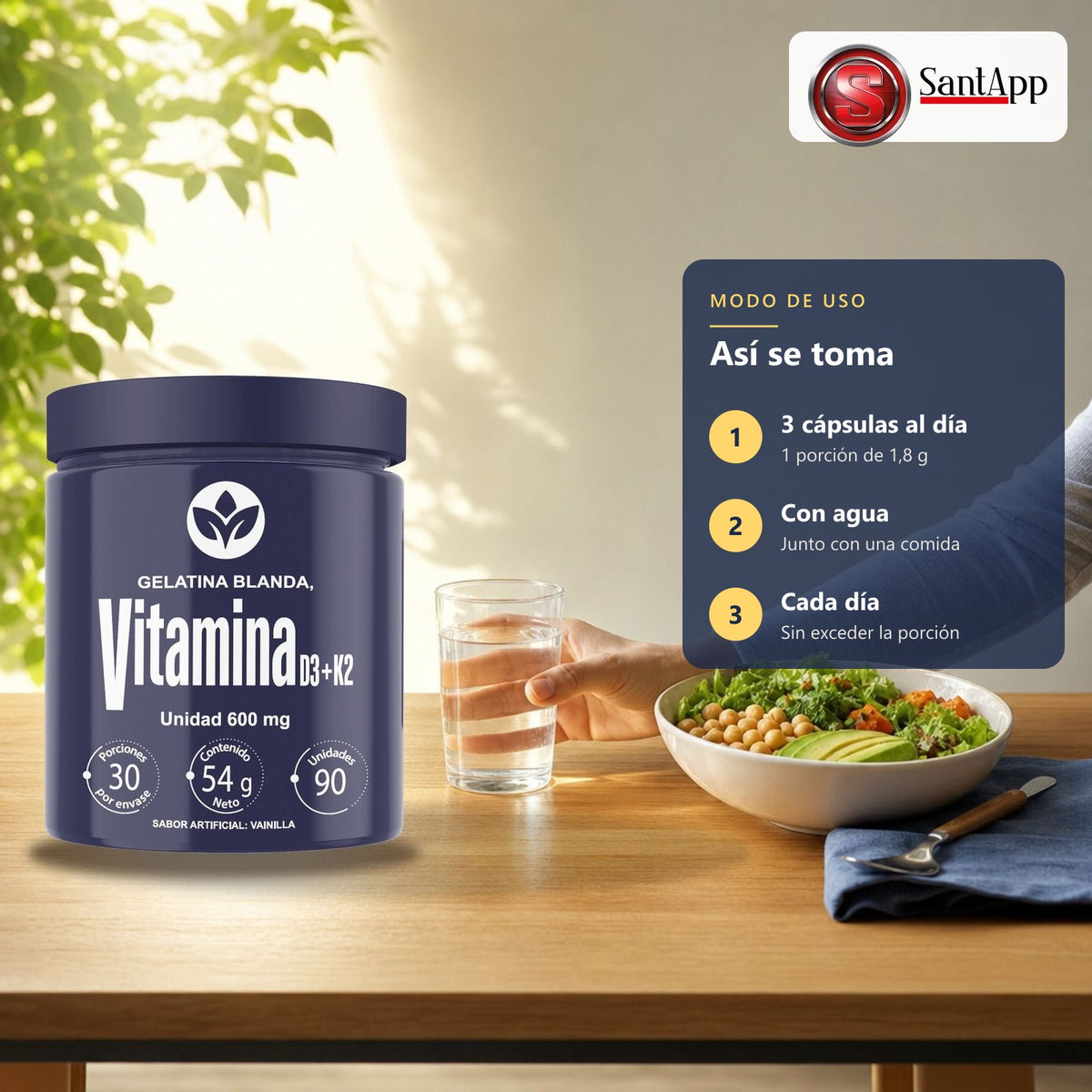Cómo tomar Vitamina D3 + K2: 3 cápsulas al día