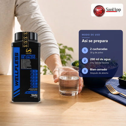 Cómo preparar Wellfless: 2 cucharadas en agua