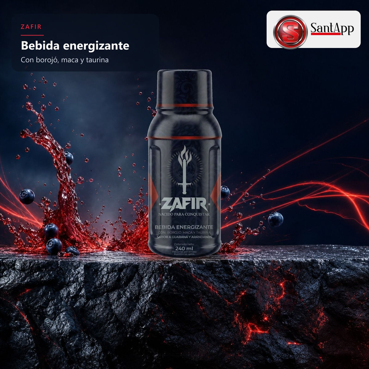 Bebida energizante Zafir con borojó, maca y taurina